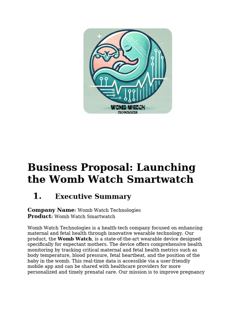 Womb Watch Smartwatch Business Proposal | PDF | Smartwatch | Monitoring ...