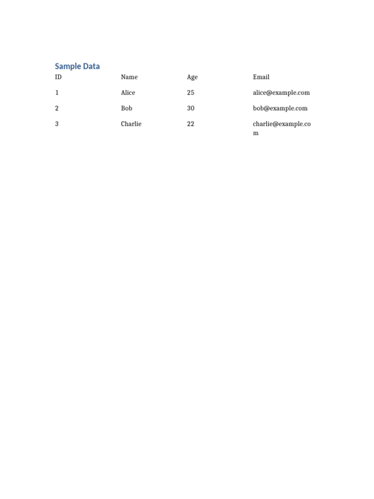 Sample Data | PDF