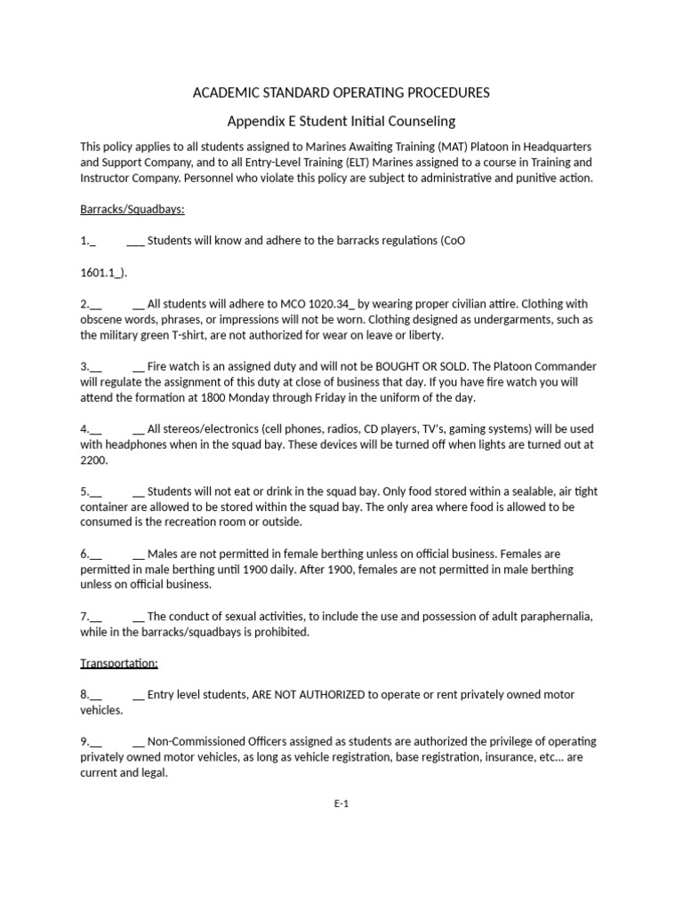Student Counseling Procedures for MAT Marines | PDF | Non Commissioned ...