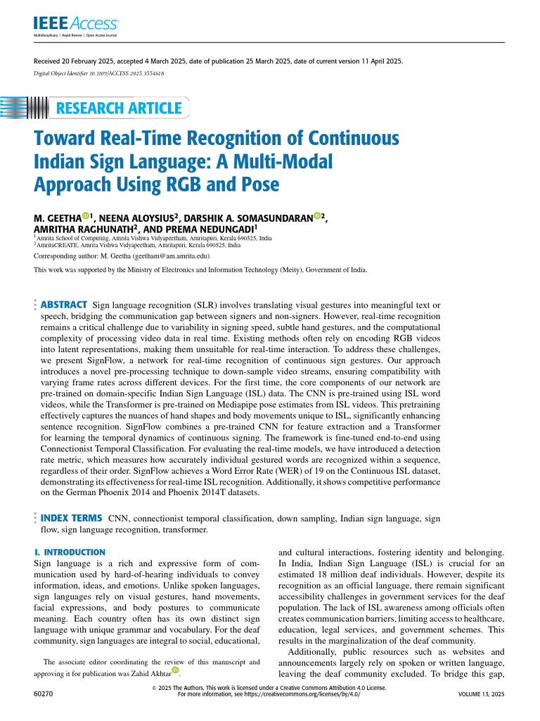 Real-Time Indian Sign Language Recognition | PDF