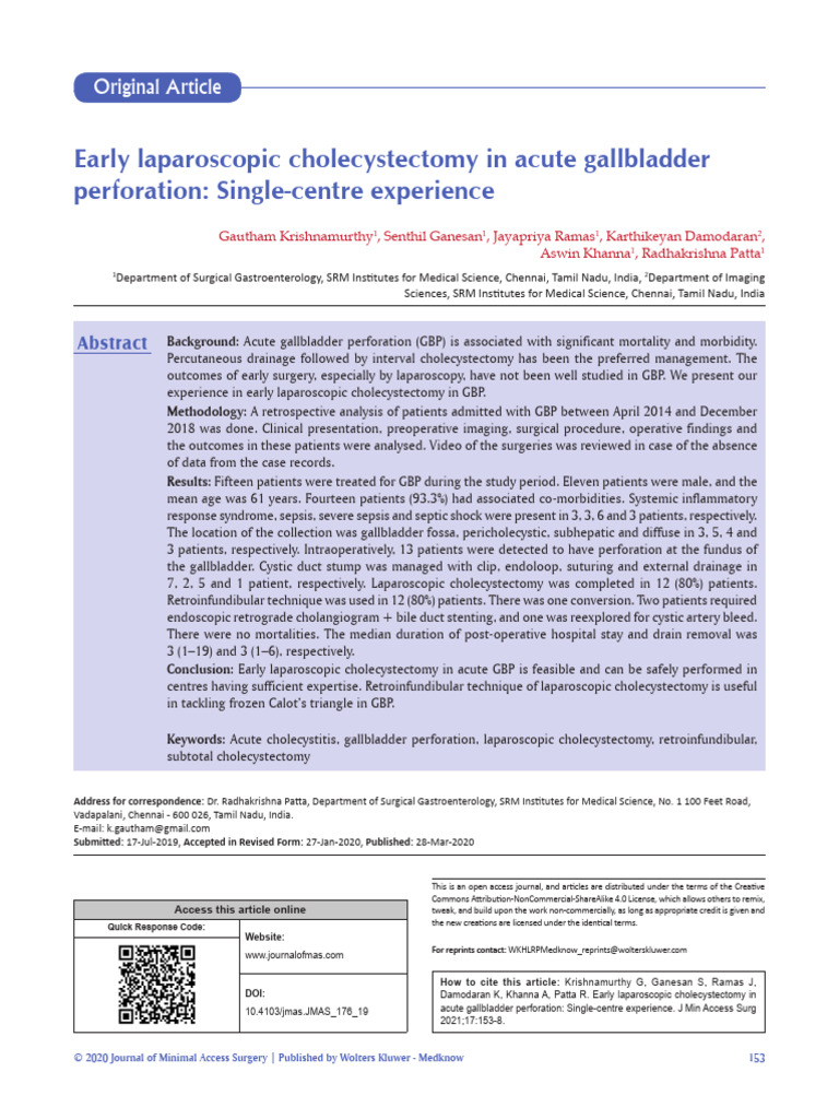 Early Laparoscopic Cholecystectomy for GBP | PDF | Gallbladder | Abdomen