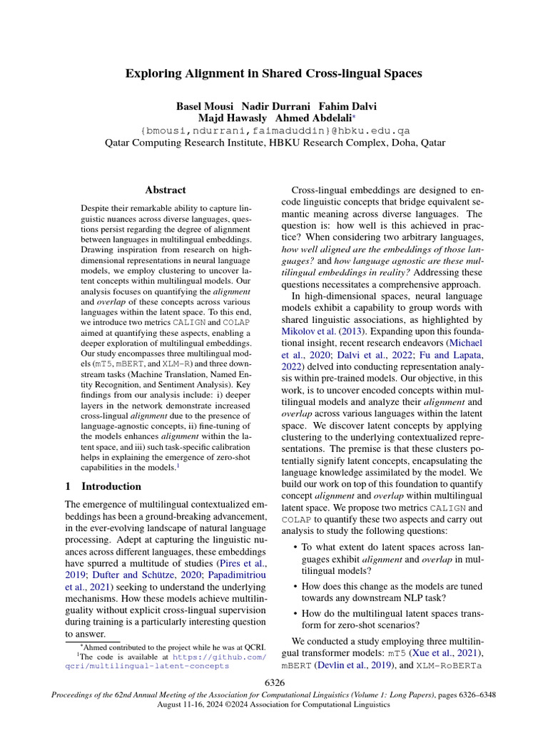 Analyzing Cross-Lingual Alignment in NLP | PDF | Semantics | Linguistics
