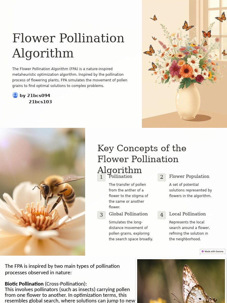 Flower Pollination Algorithm Overview | PDF | Flowers | Pollination
