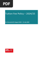 Tuition Fees Policy 2024 25 | PDF | Postgraduate Education | Fee