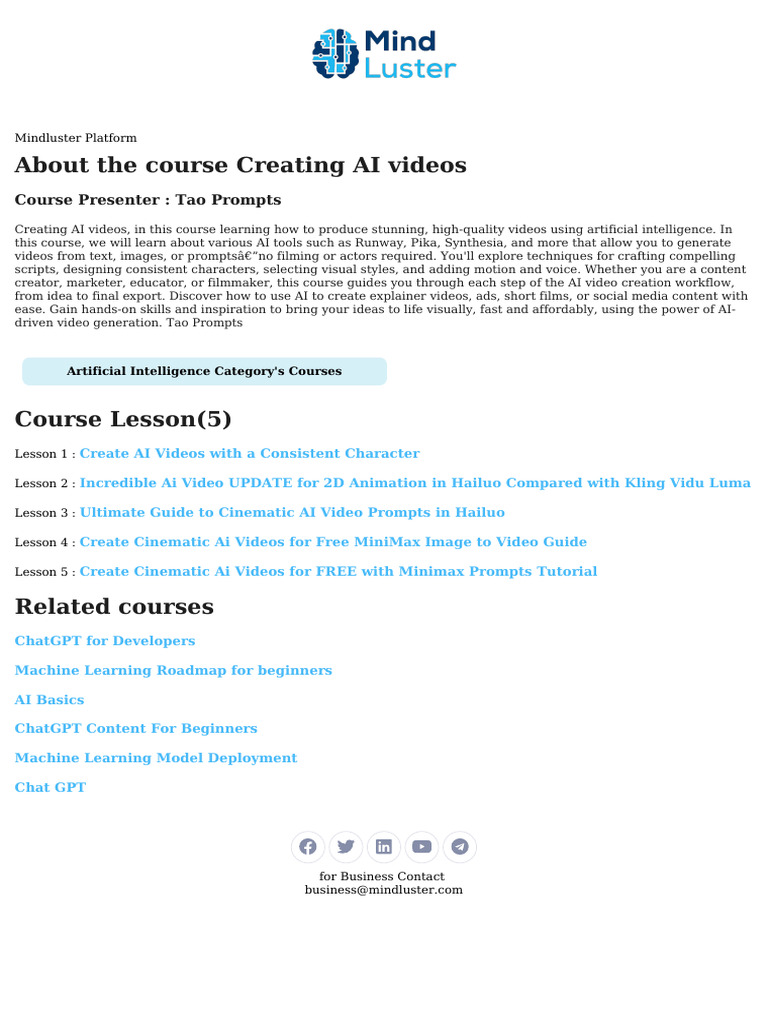 Mastering AI Video Creation Course | PDF