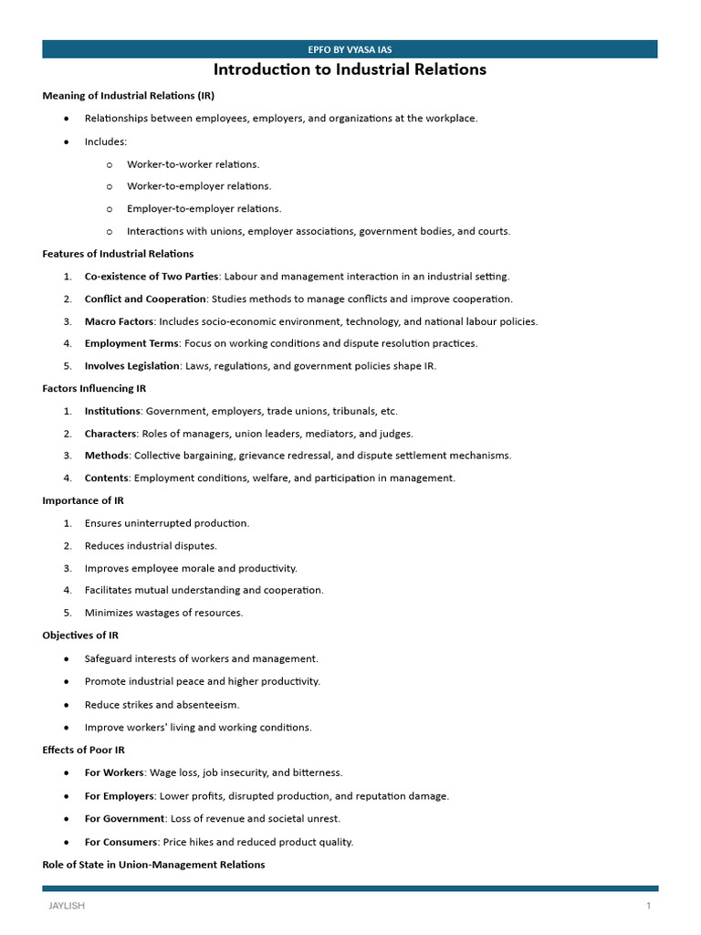 Understanding Industrial Relations Dynamics | PDF | Trade Union ...