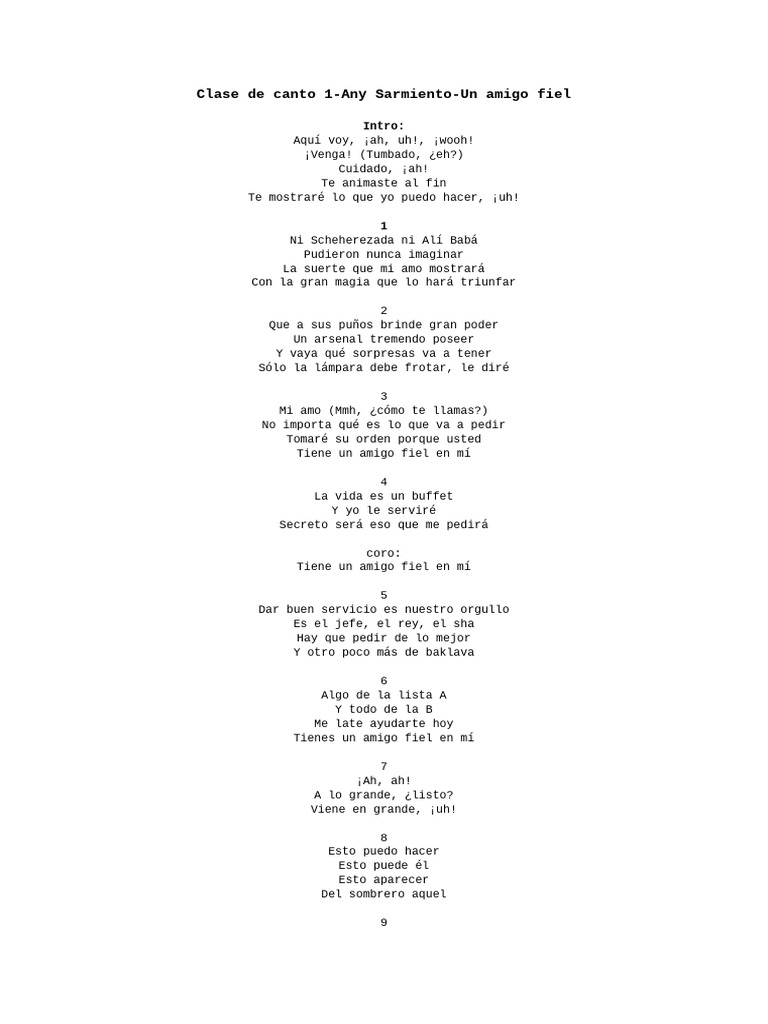 Un amigo fiel: Letra de la canción | PDF