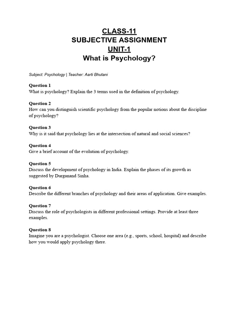 Unit-1 Sub. Assignment (Psy) | PDF