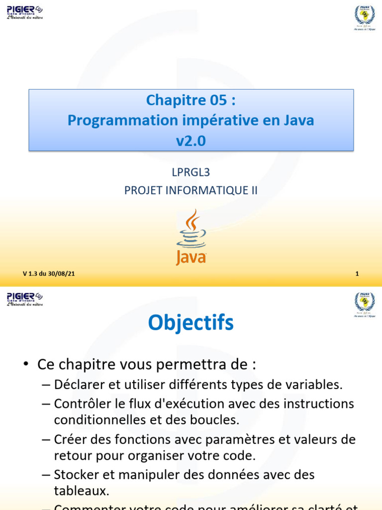 Programmation impérative en Java : Guide complet | PDF | Java (Langage ...