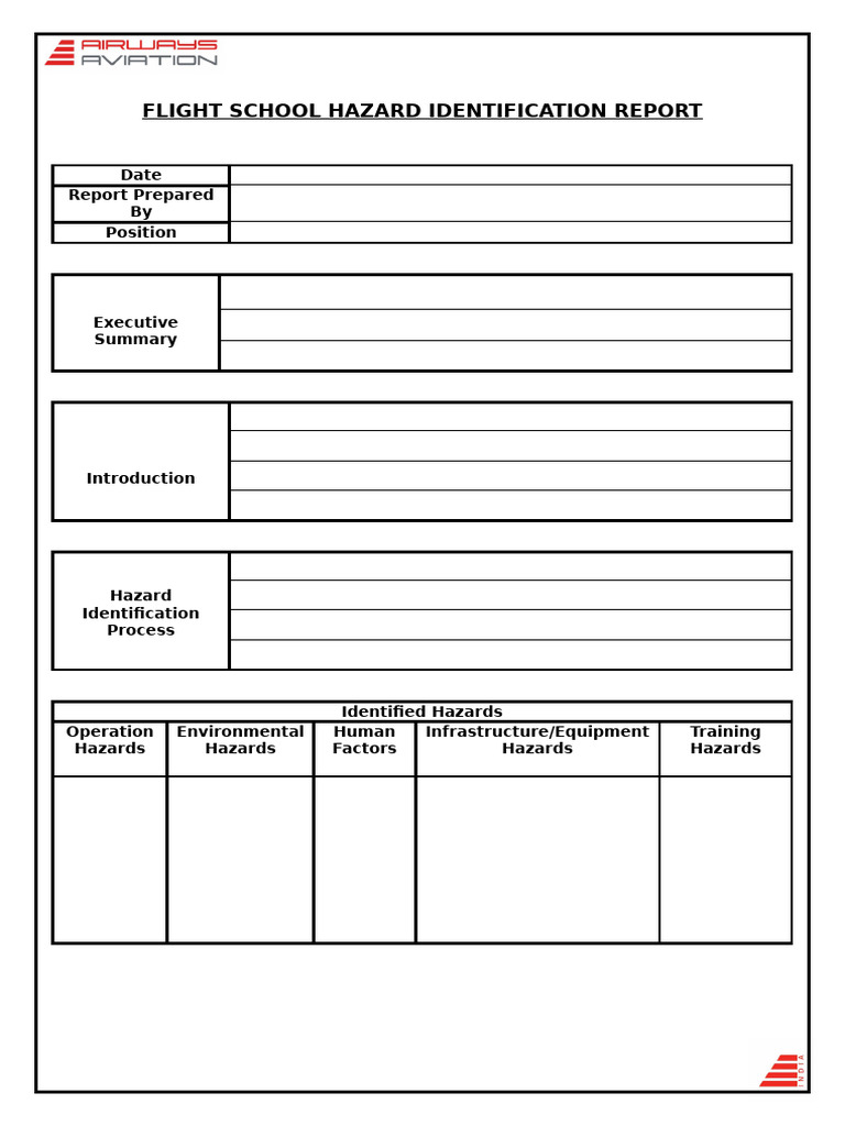 Flight School Hazard Identification Report | PDF