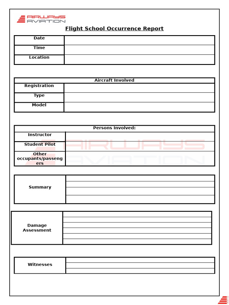 Flight School Incident Report Summary | PDF