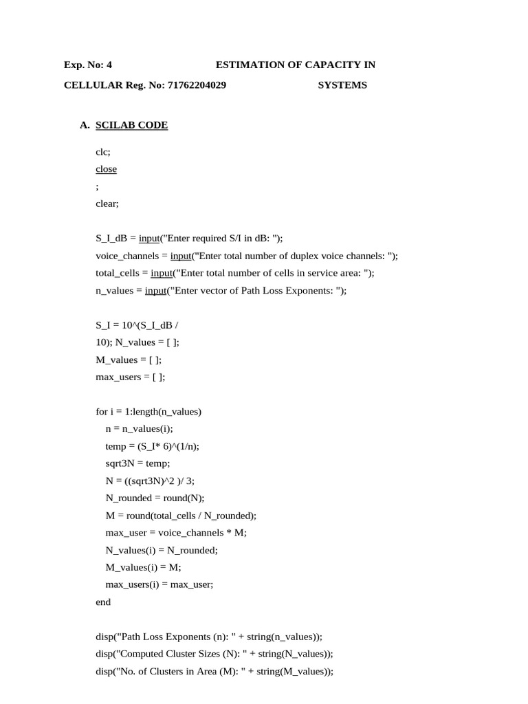 Cellular System Capacity Estimation Code | PDF