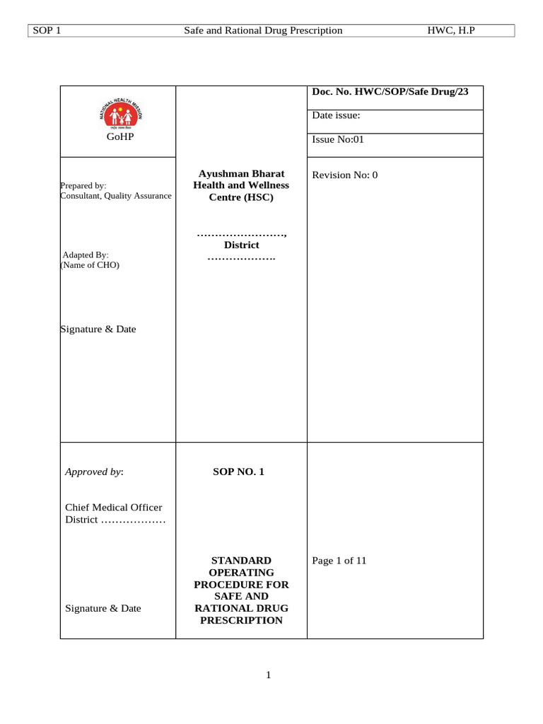 Safe Drug Prescription SOP Guidelines | PDF | Medical Prescription ...