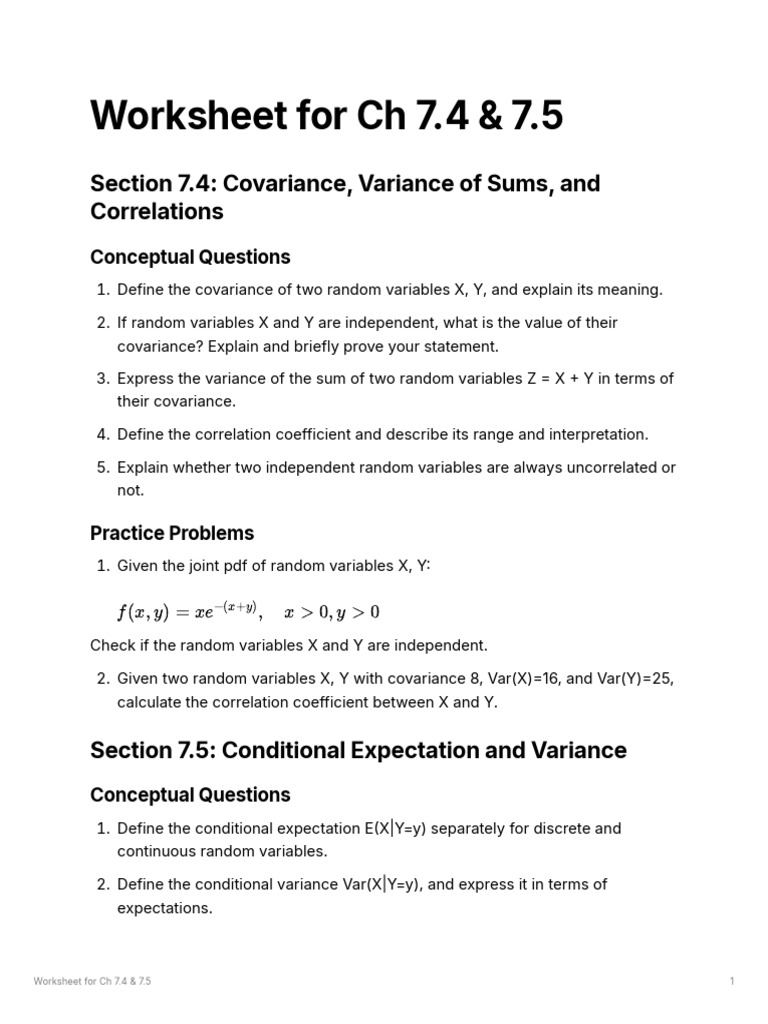 Variance and Expectation Concepts | PDF | Variance | Random Variable