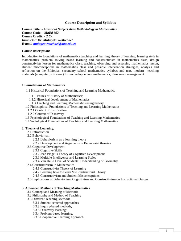 Advanced Mathematics Teaching Methods | PDF | Constructivism ...