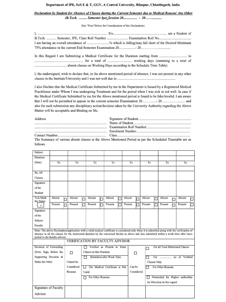 Medical Condonation Form | PDF