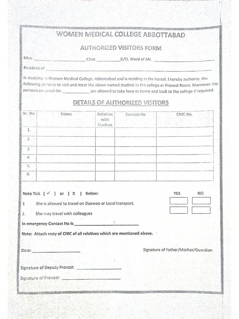 Visitor Form | PDF