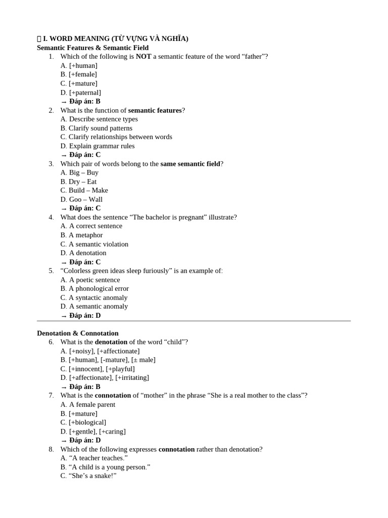 Semantic Features and Sentence Meaning | PDF | Grammar | Language Mechanics