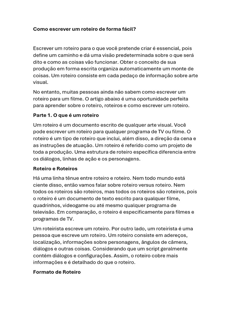 Como Escrever um Roteiro Passo a Passo | PDF | Roteiro | Pensamento