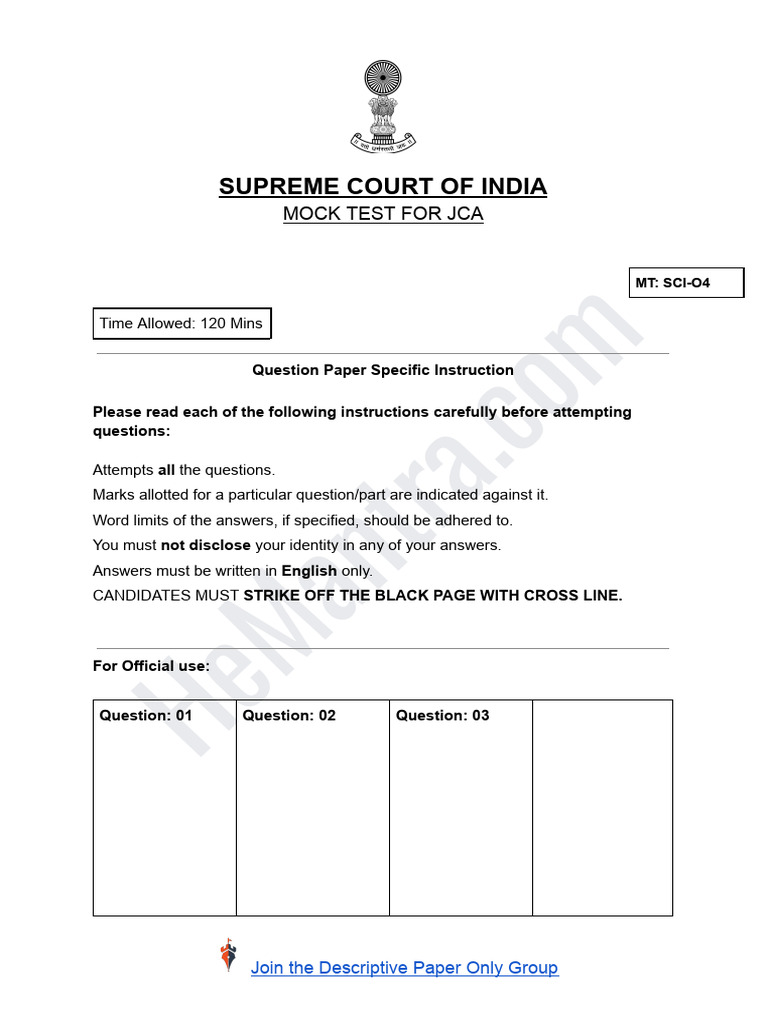 Mock JCA Test Paper Overview 2022 | PDF | Morality | Good And Evil