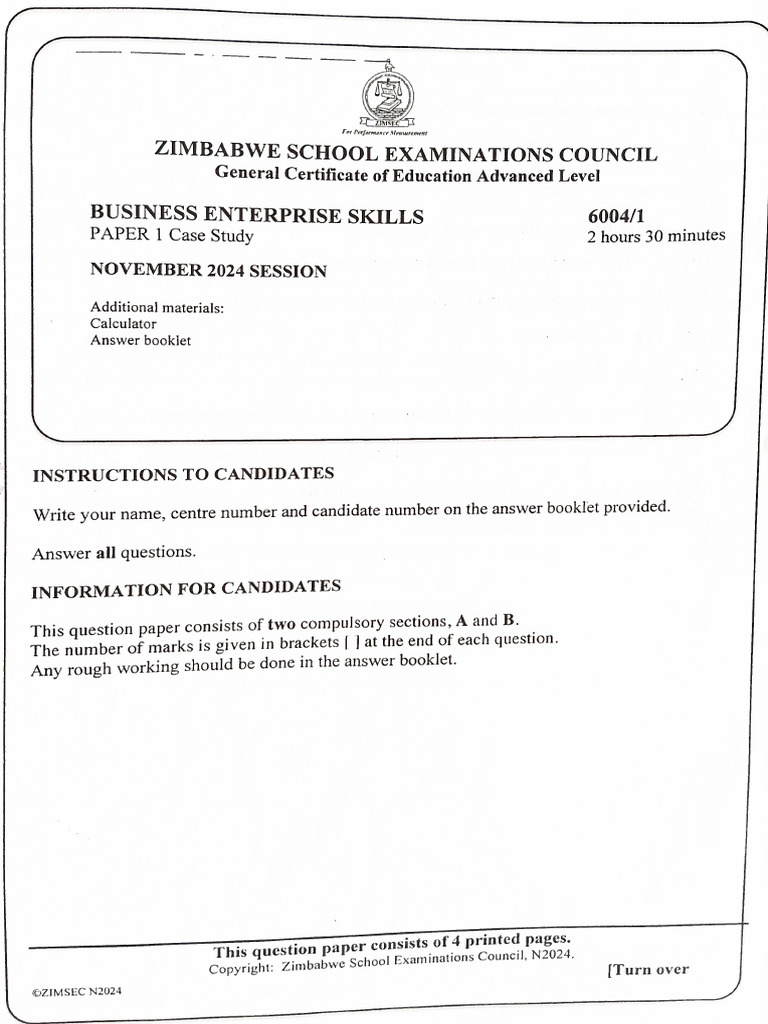 A Level BES P 1 2024 | PDF