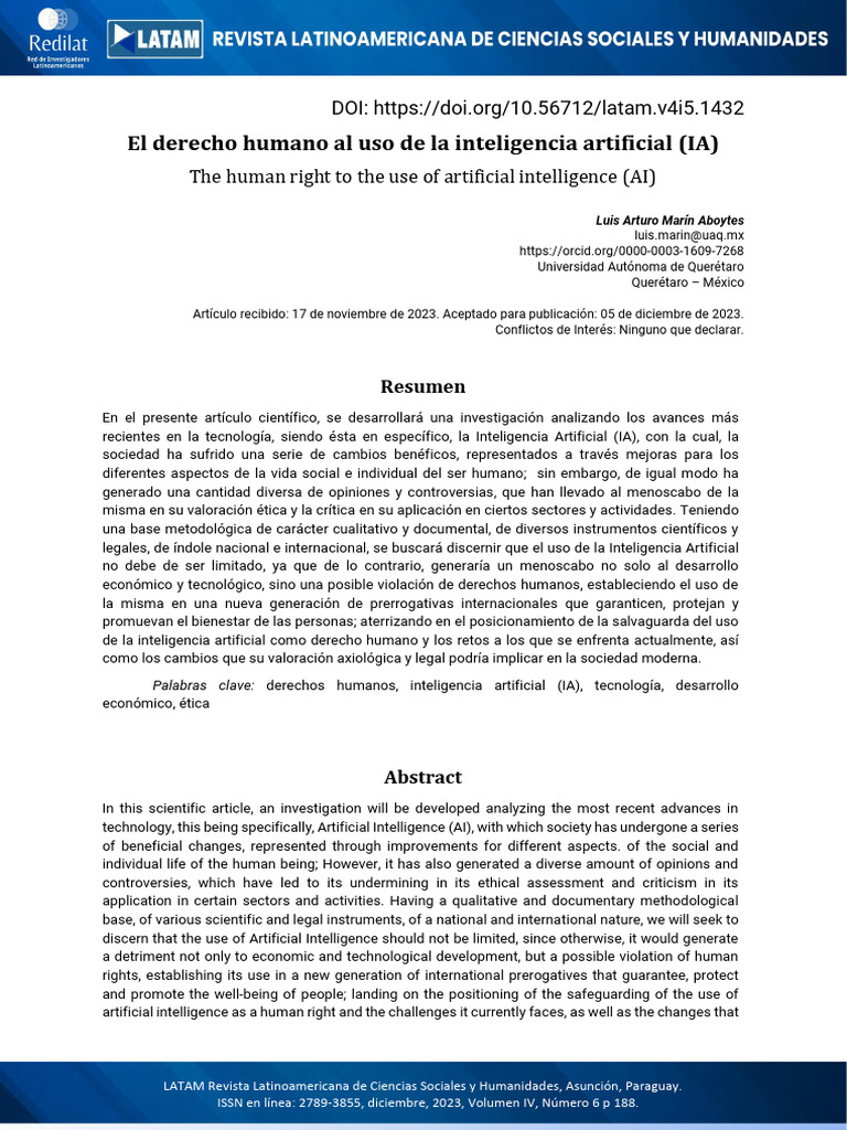 Derecho humano y uso de IA en sociedad | PDF | Inteligencia artificial ...