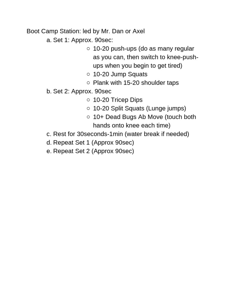 FAST Track Boot Camp Routine | PDF