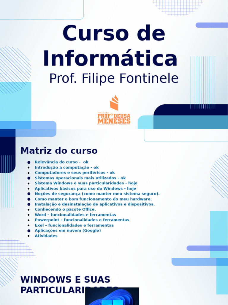 Curso de Informática: Windows e Ferramentas | PDF | Microsoft Windows ...