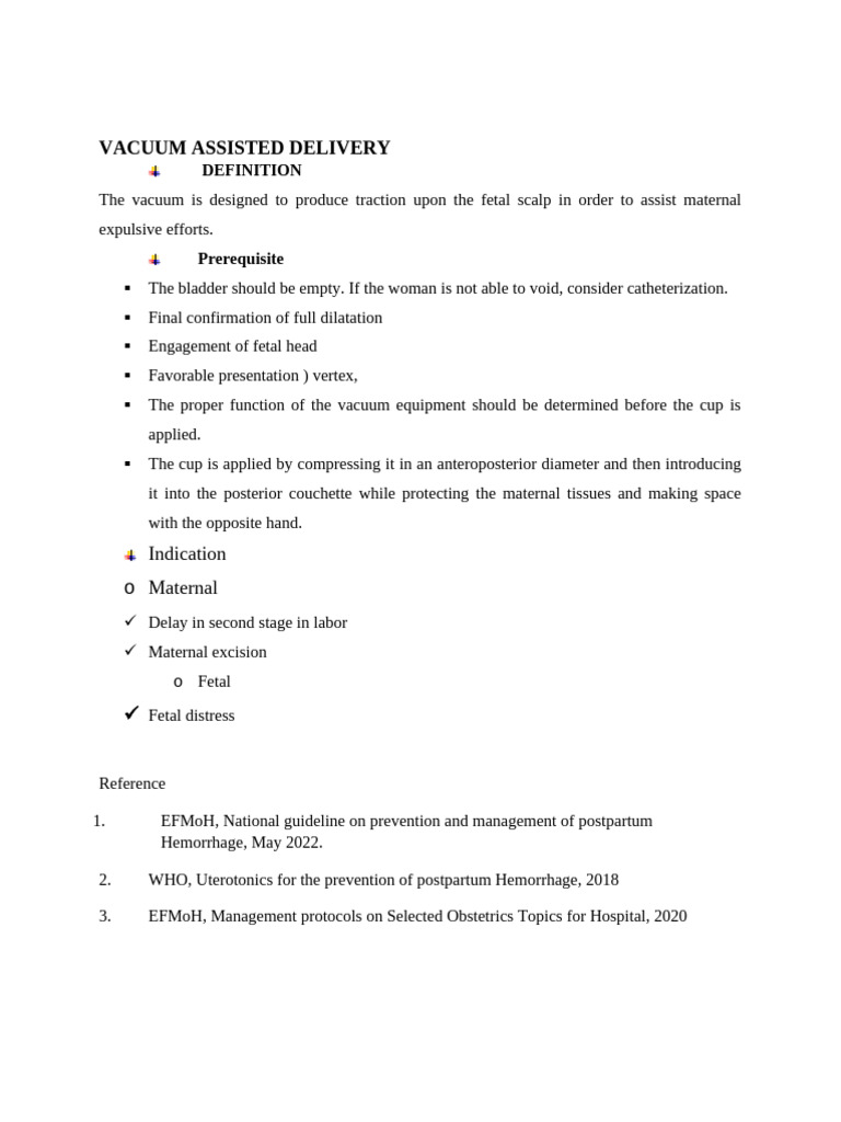 Vacuum Assisted Delivery Guidelines | PDF