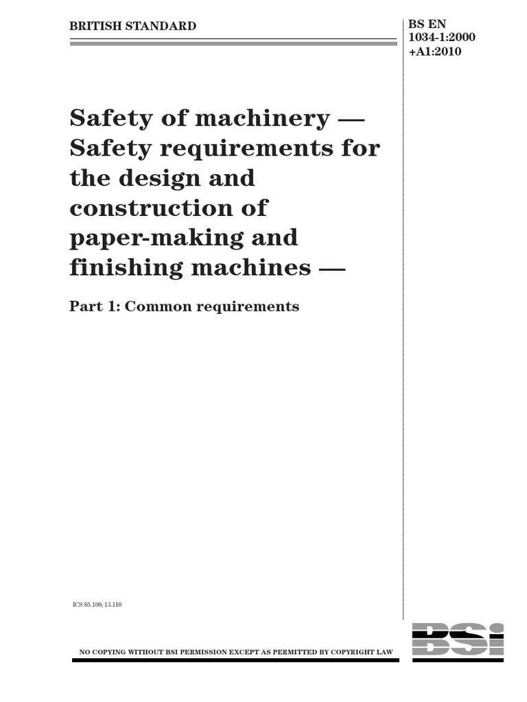 Safety Standards for Paper-Making Machines | PDF