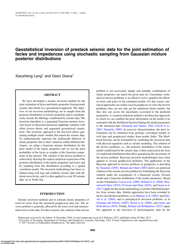 Geostatistical Seismic Inversion Method | PDF | Inverse Problem ...