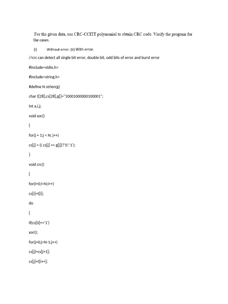 CRC-CCITT Error Detection Code | PDF