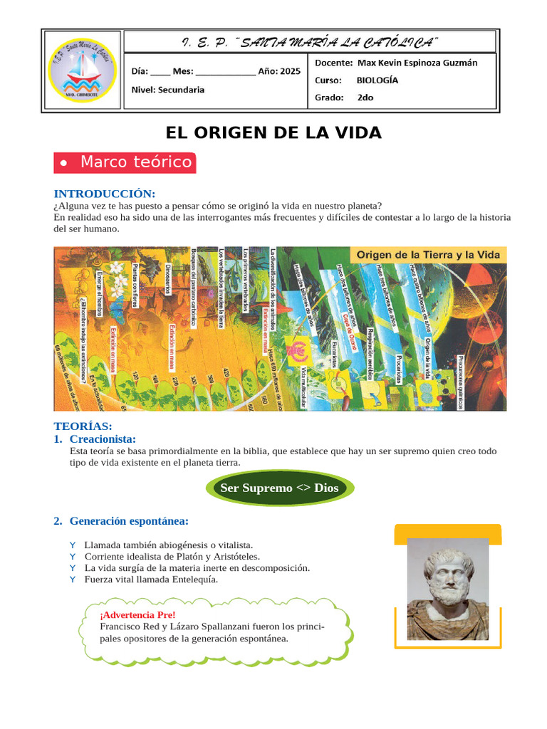 Teorías sobre el origen de la vida | PDF | Cianobacterias | Abiogénesis