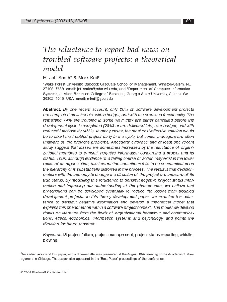 Reluctance to Report Software Project Issues | PDF | Risk | Cognition