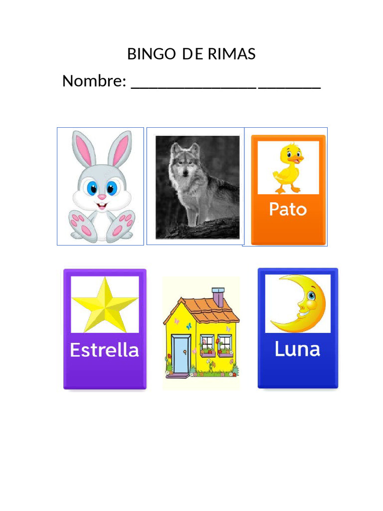 Bingo D e Rimas | PDF