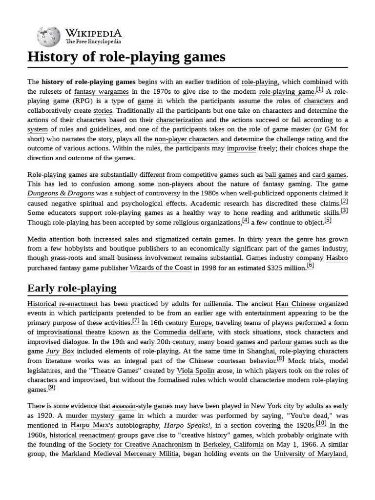 History of Role-Playing Games | PDF | Wizards Of The Coast | Dungeons ...