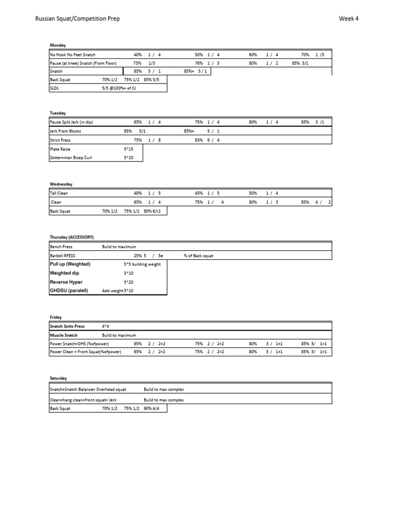 Russian Squat Training Program | PDF