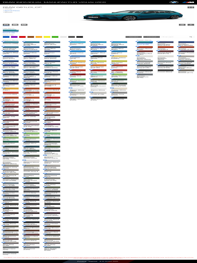 BMW Individual Color Options Guide | PDF | Color | Visual Perception