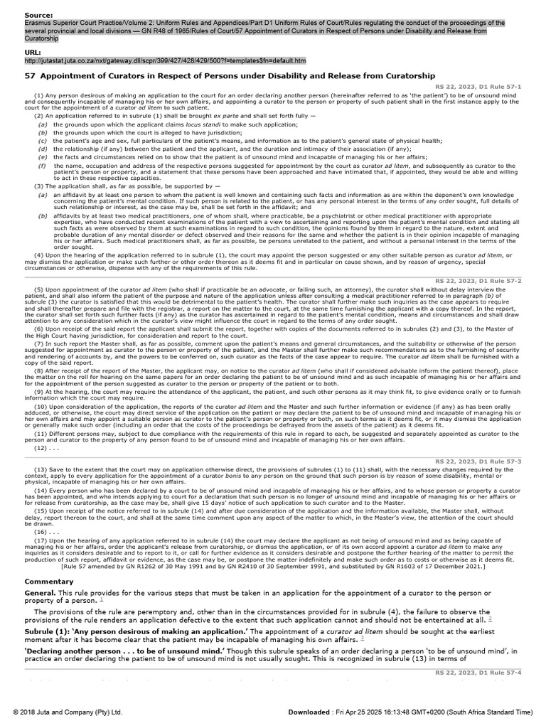 Rule 57: Curatorship Applications Guide | PDF | Affidavit | Lawyer