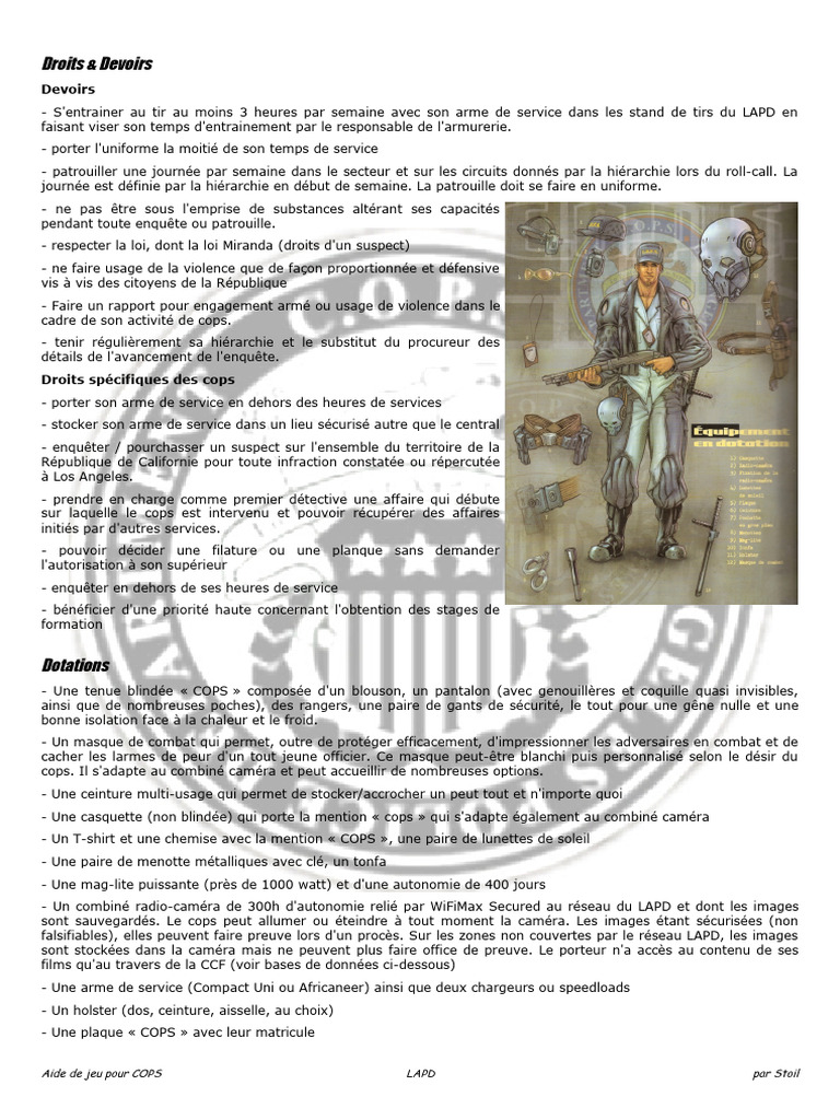 Droits et Devoirs des Cops LAPD | PDF | Département de police de Los ...