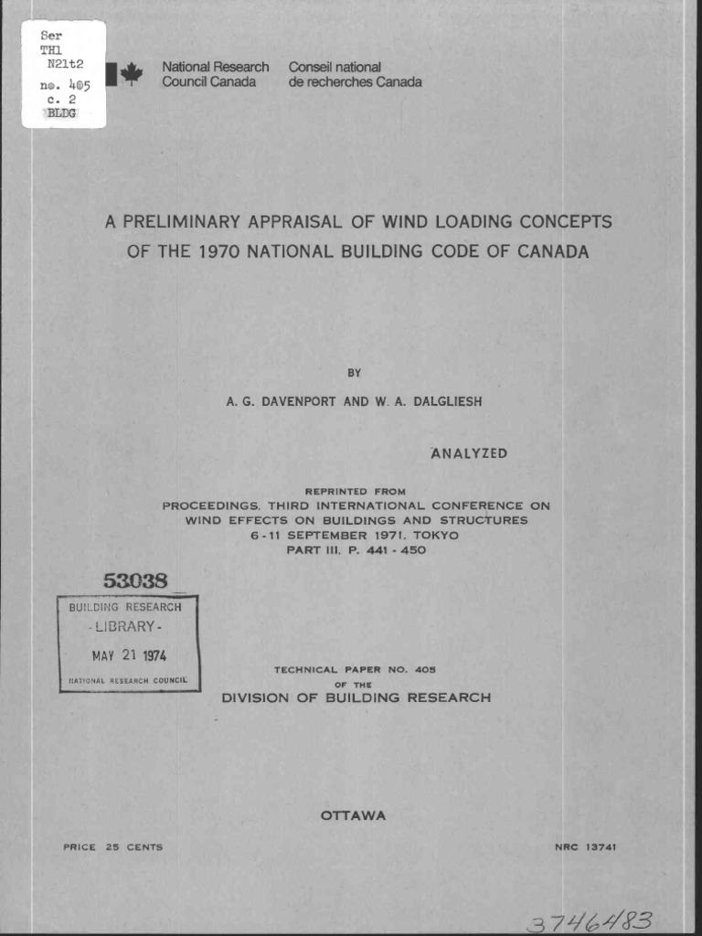 A Preliminary Appraisal of Wind Loading Concepts of The 1970 National ...