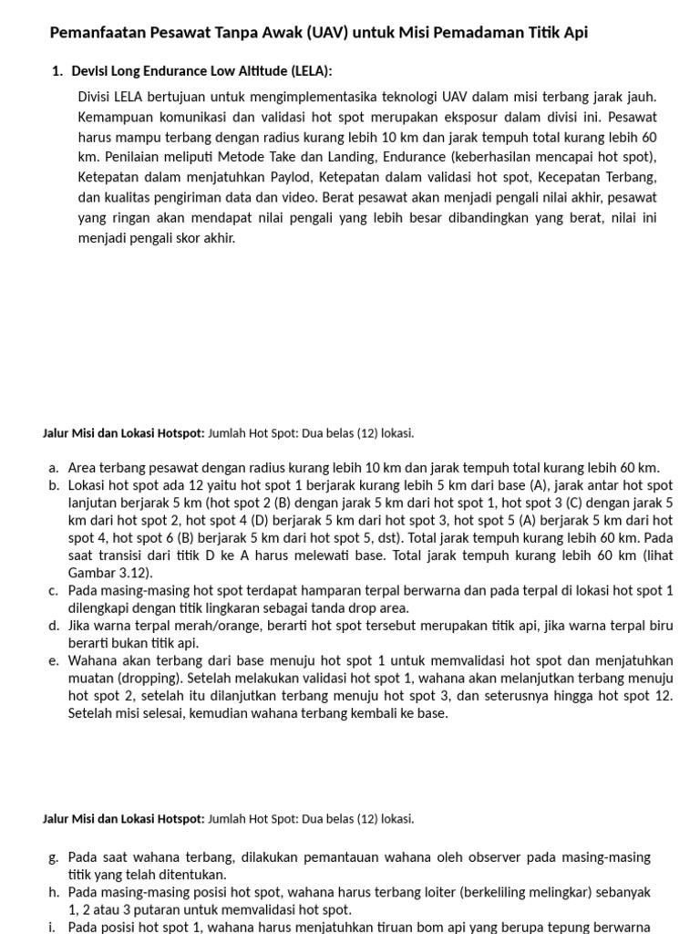 Misi UAV Pemadaman Titik Api LELA | PDF