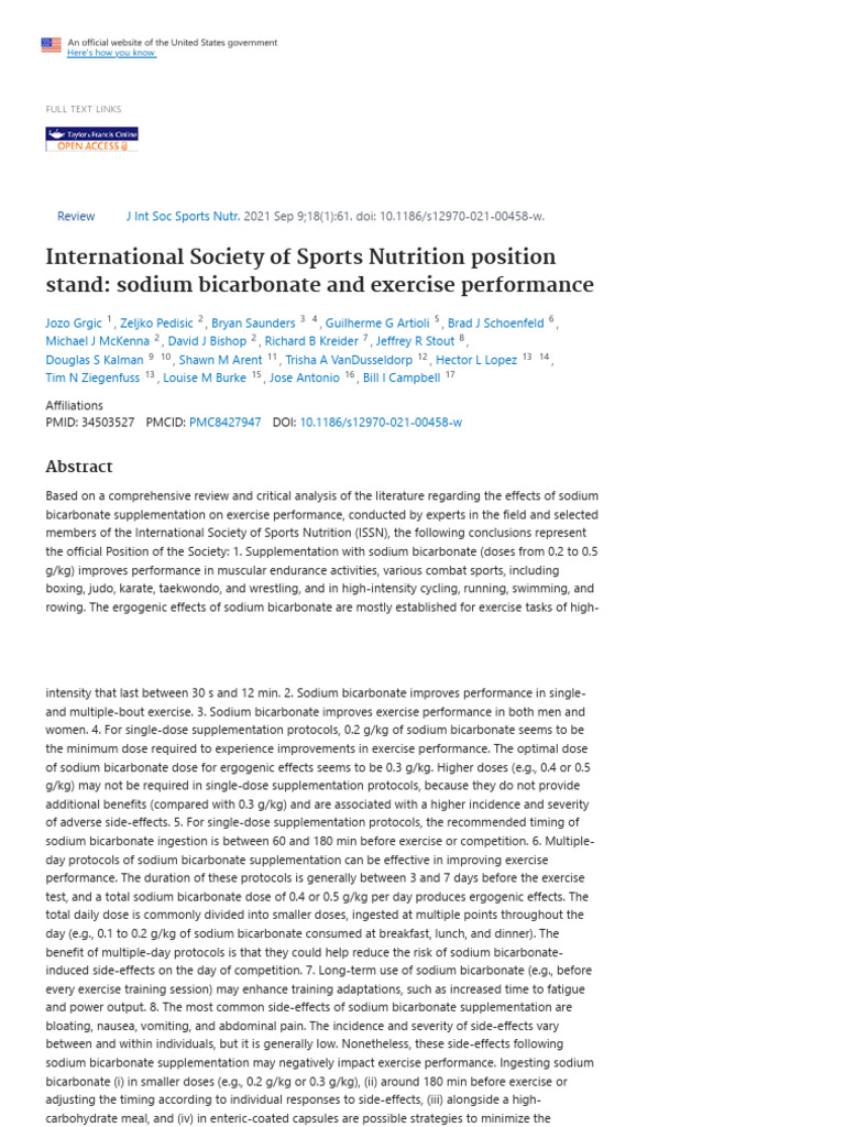 Sodium Bicarbonate's Impact on Performance | PDF | Dose (Biochemistry ...