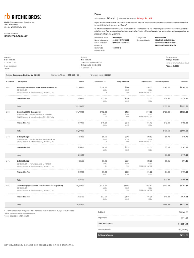 Rbus 2507 0014 861 | PDF | Transferencia bancaria | Bancario