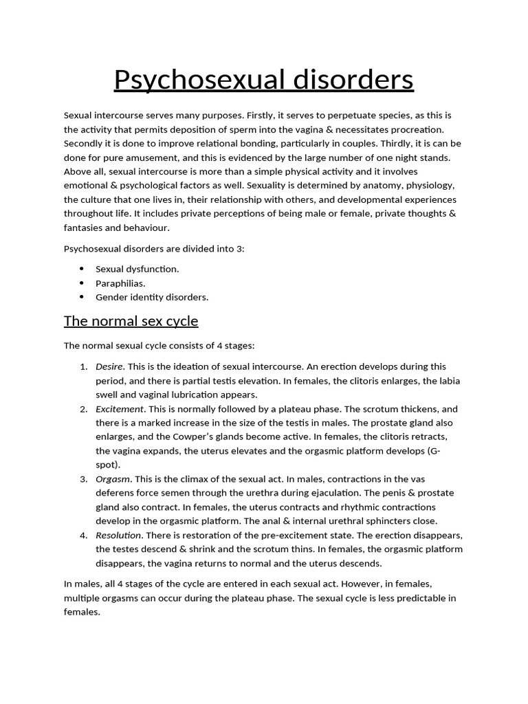 Understanding Psychosexual Disorders | PDF | Human Sexuality | Sexual ...