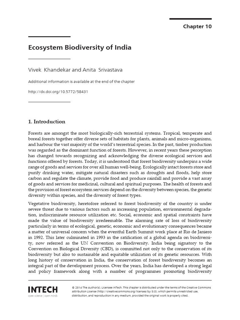 Ecosystem Biodiversity in India | PDF | Biodiversity | Forests