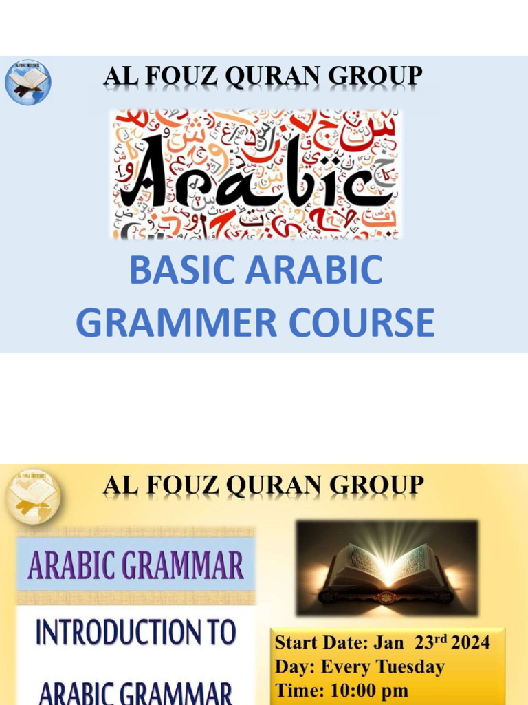 Basic Arabic Grammar Course Syllabus | PDF | Grammatical Gender | Noun