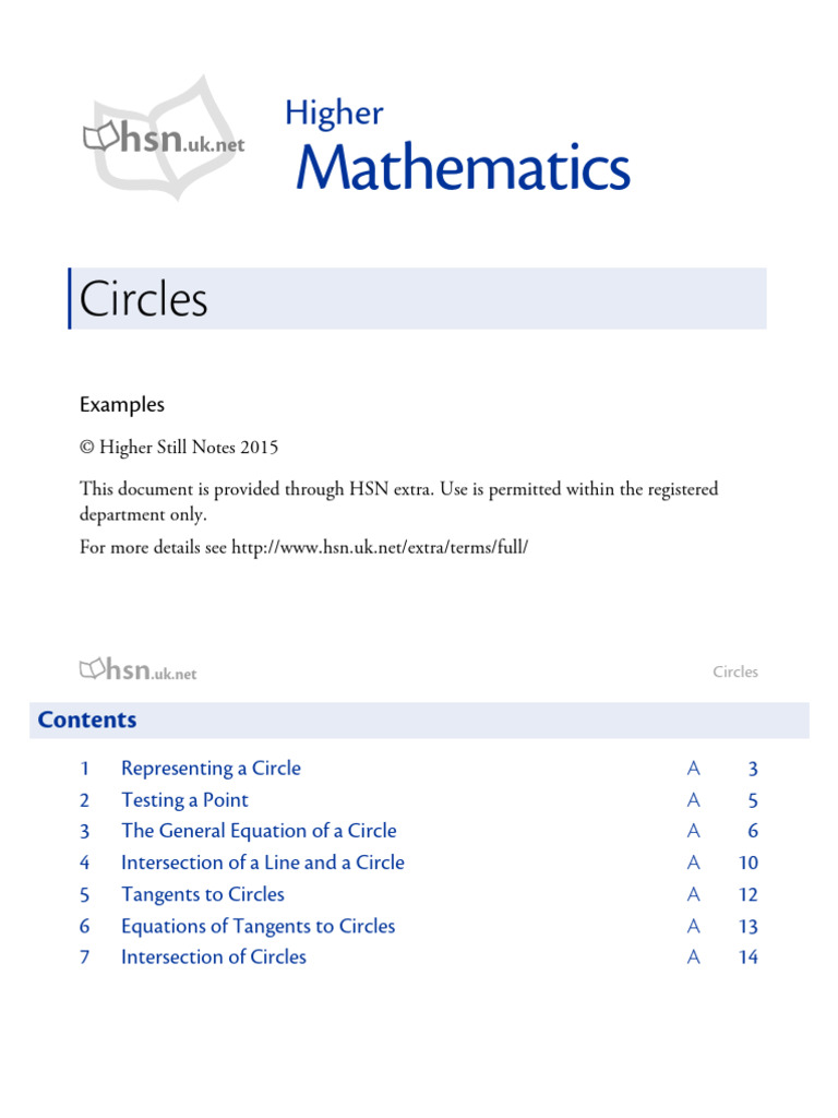 Circle Geometry Concepts and Examples | PDF | Circle | Tangent