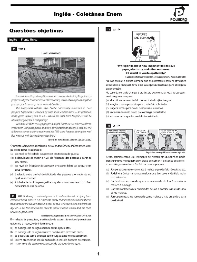 Questões de Inglês para Enem | PDF
