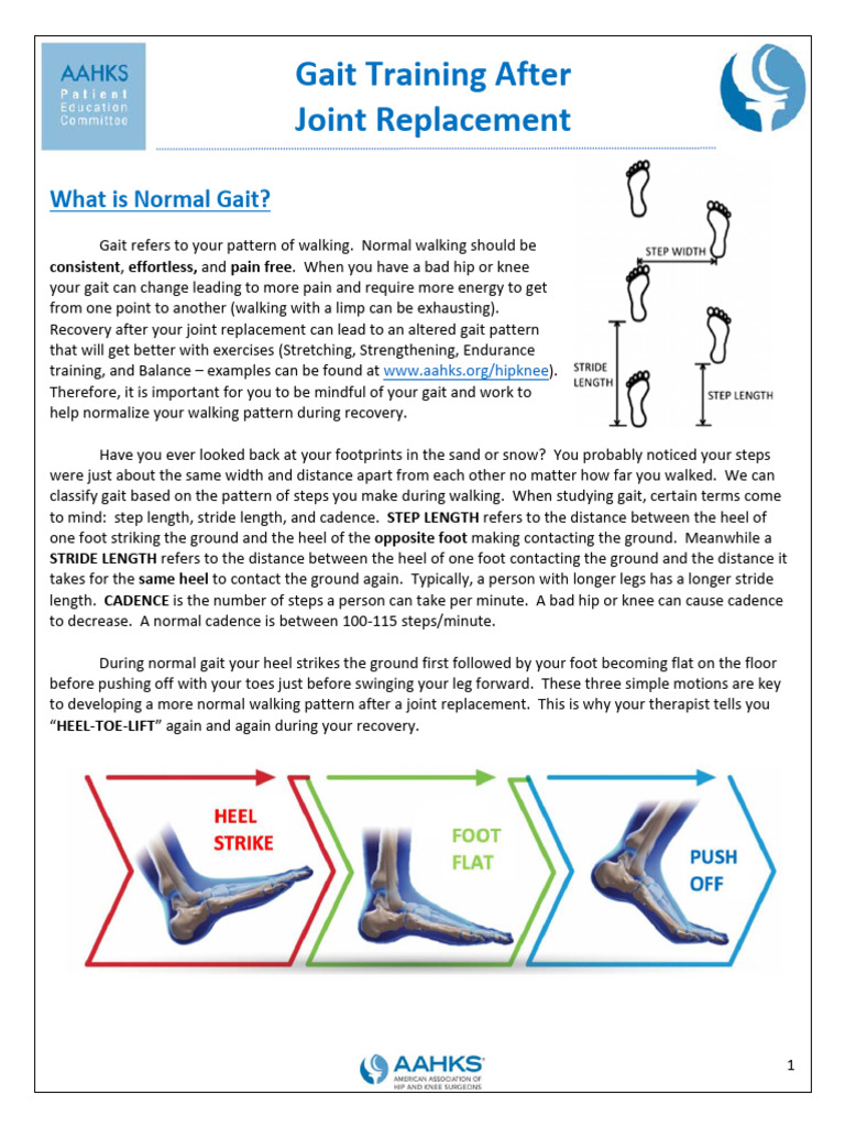 Gait Training After Joint Replacement | PDF | Walking | Biomechanics